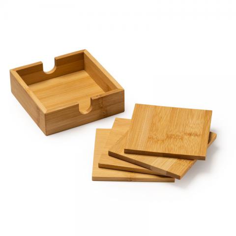 SET 4 POSAVASOS DE BAMBU NATURAL